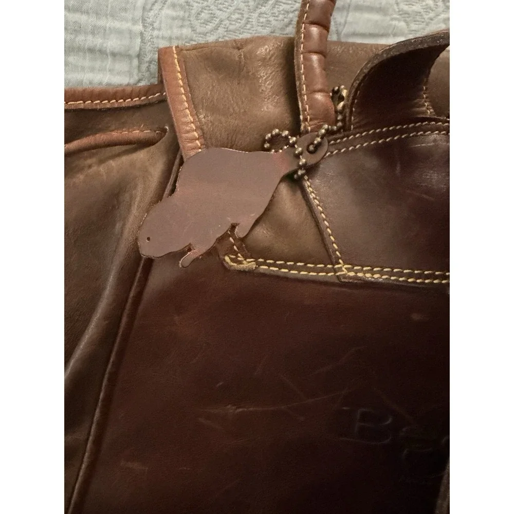 Vintage 90s Leather Backpack By Roots Of Canada Brown Patina Beck Ola Star Trek‎